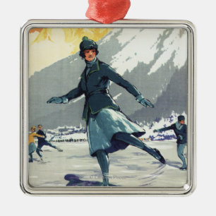 Eislaufen - PLM Olympischer Werbeplakat Silbernes Ornament