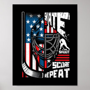 Eislaufen Schießen Score Wiederholen Eishockey Ame Poster