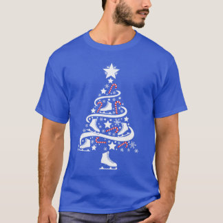 Eislaufen Weihnachtsbaum Feiertags Schlittschuhläu T-Shirt