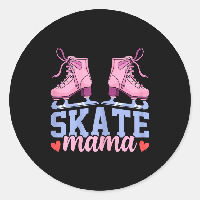 Eislaufende Mutter Skate Mama Lustiger Winter Srts Runder Aufkleber (Vorderseite)