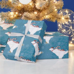 Eislaufender Eisbär Geschenkpapier