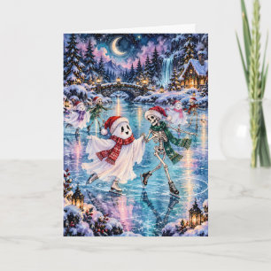 Eislaufender Geist und Skelett Creepmas Feiertagskarte