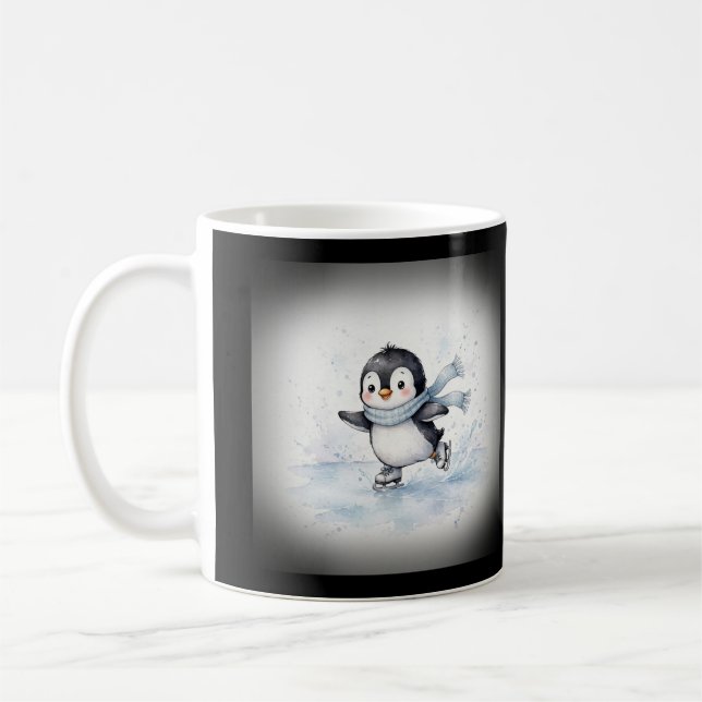 Eislaufender Pinguin Kaffeetasse (Links)