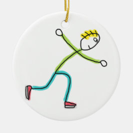 Eislaufender Stockmann Keramik Ornament