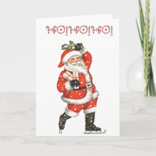 Eislaufender Weihnachtsmann Feiertagskarte