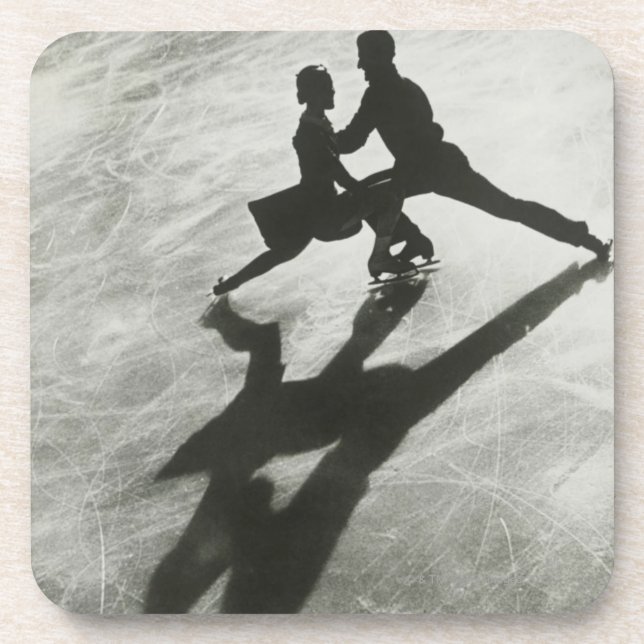 Eislaufendes Paar Getränkeuntersetzer (Vorderseite)