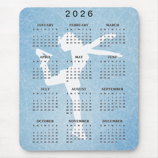 Eisläufer-Design 2025 Kalender-Mauspad Mousepad (Vorne)