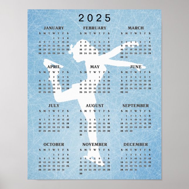 Eisläufer-Design 2025 Kalenderposter Poster (Vorne)