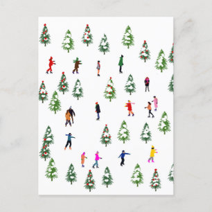 Eisläufer Tanne │ Eislaufen Weihnachten Winter  Postkarte