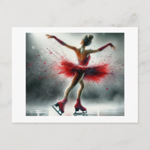 Eisläuferin in Rot, Postkarte