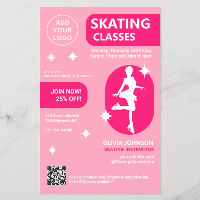 Eislaufkurse in Rosa Flyer (Vorne)