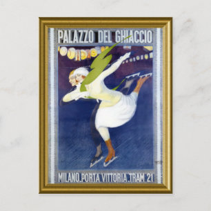 Eislaufposter aus Italien 1920er Jahre Feiertagspostkarte