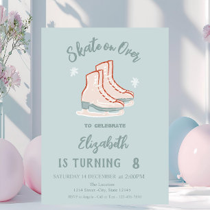Eislaufschuhe Schneeflocken Mintgrün Geburtstag Einladung