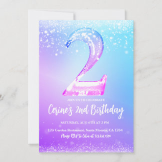Eisnummer weiß glitzernd Mädchen 2. Geburtstag Einladung