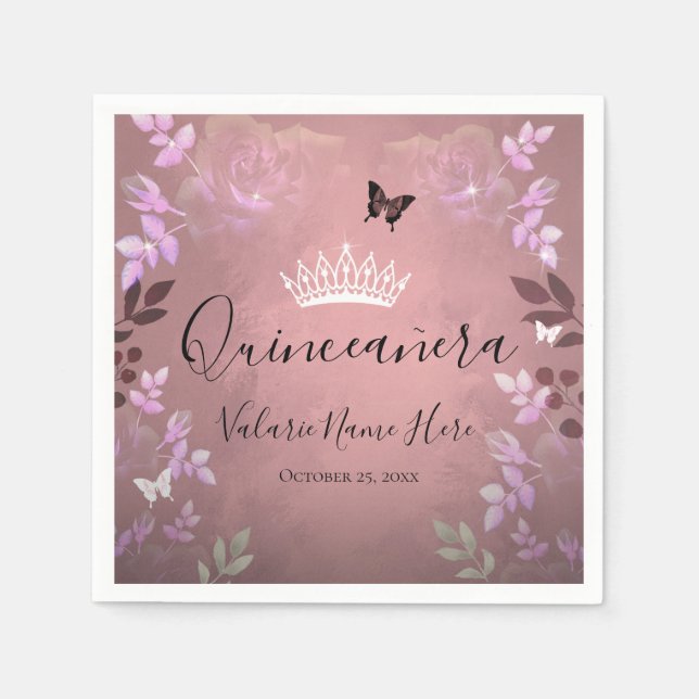 Eisrosa Extravagante Rose Quinceanera Pink Serviette (Vorderseite)