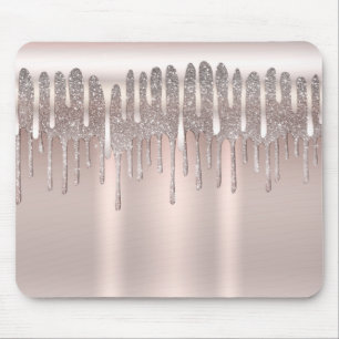 Eisrosa Roségold Diamant Glitter Funkeln Tröpfelnd Mousepad