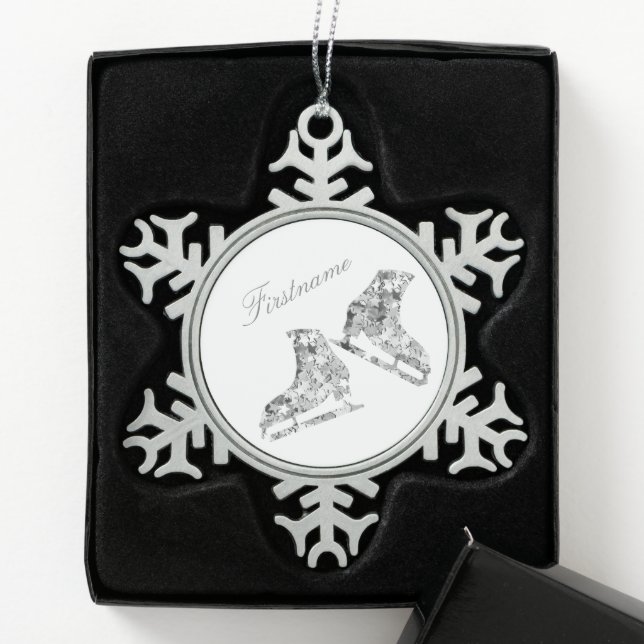 Eisschmuck - Silberschmuck - Skate Schneeflocken Zinn-Ornament (Box)