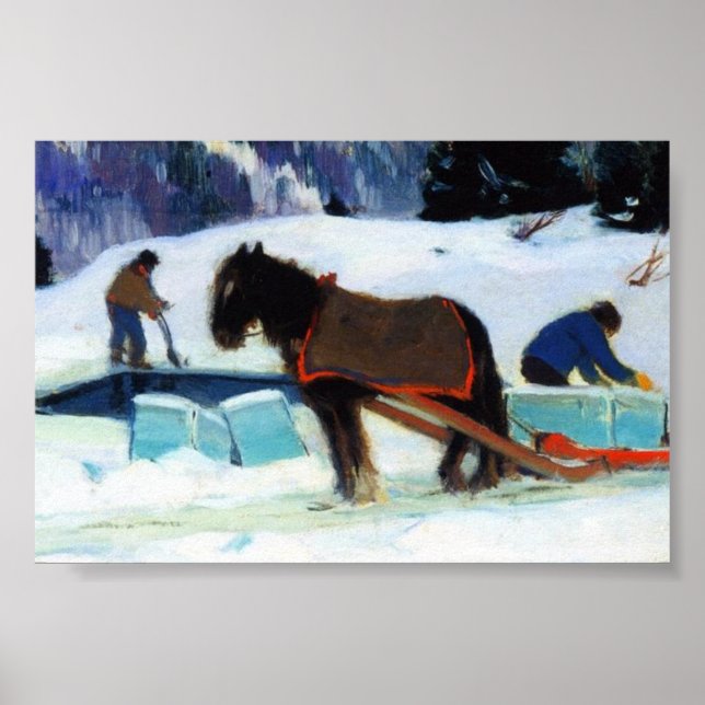 Eisschneiden, Clarence Gagnon Poster (Vorne)