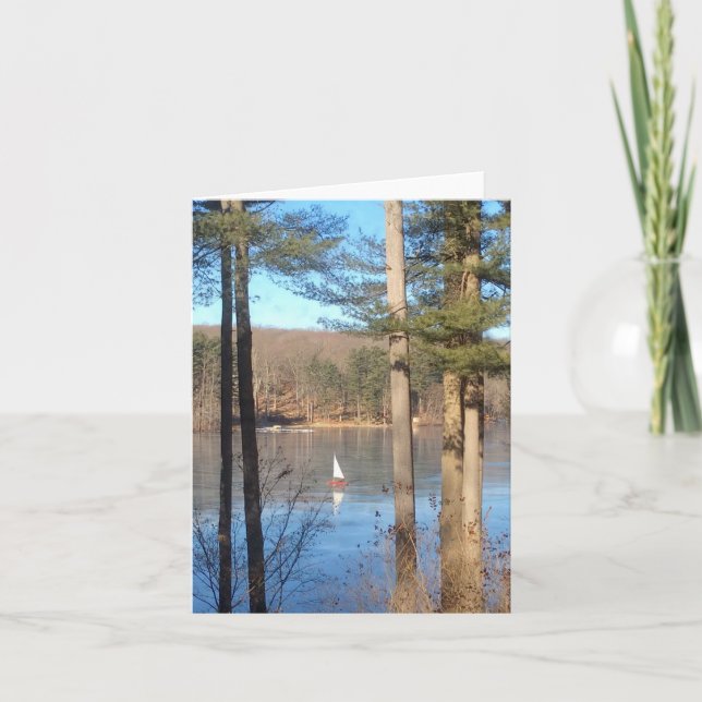 Eissegeln auf dem See — Feiertagskarte (Vorderseite)