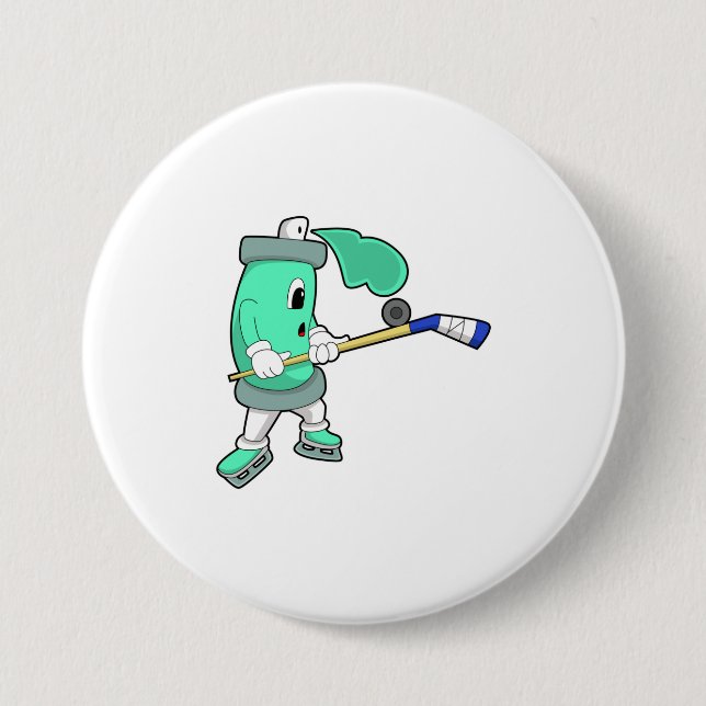 Eisspray bei Eishockey mit Eishockeystick Button (Vorderseite)