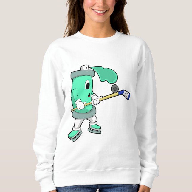 Eisspray bei Eishockey mit Eishockeystick Sweatshirt (Vorderseite)