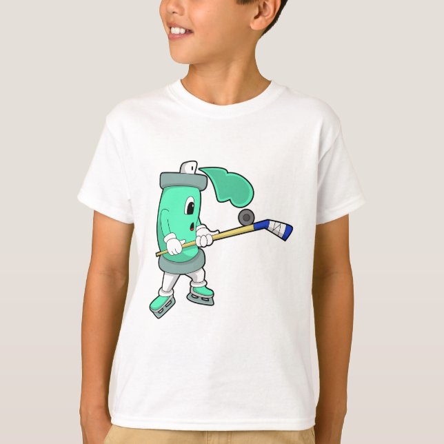 Eisspray bei Eishockey mit Eishockeystick T-Shirt (Vorderseite)
