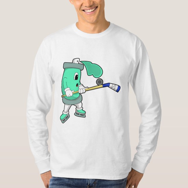 Eisspray bei Eishockey mit Eishockeystick T-Shirt (Vorderseite)
