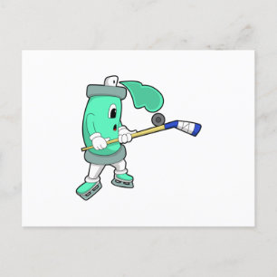 Eisspray beim Eishockey mit Eishockeyschläger Postkarte