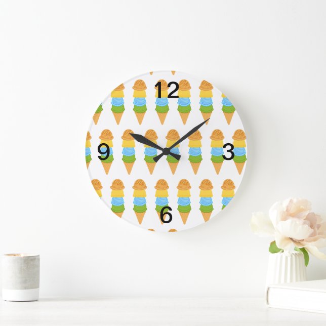 Eistüte farbig große wanduhr (Zuhause)