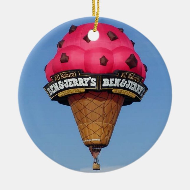 Eistüte-Heißluft-Ballon Keramikornament (Vorne)
