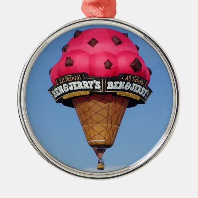Eistüte-Heißluft-Ballon Silbernes Ornament (Vorne)