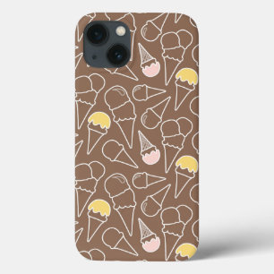 Eistüte-Muster auf Brown iPhone 13 Hülle
