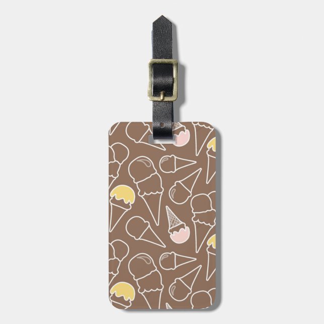 Eistüte-Muster auf Brown Gepäckanhänger (Vorderseite vertikal)