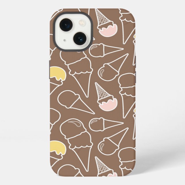 Eistüte-Muster auf Brown iPhone Hülle (Rückseite)