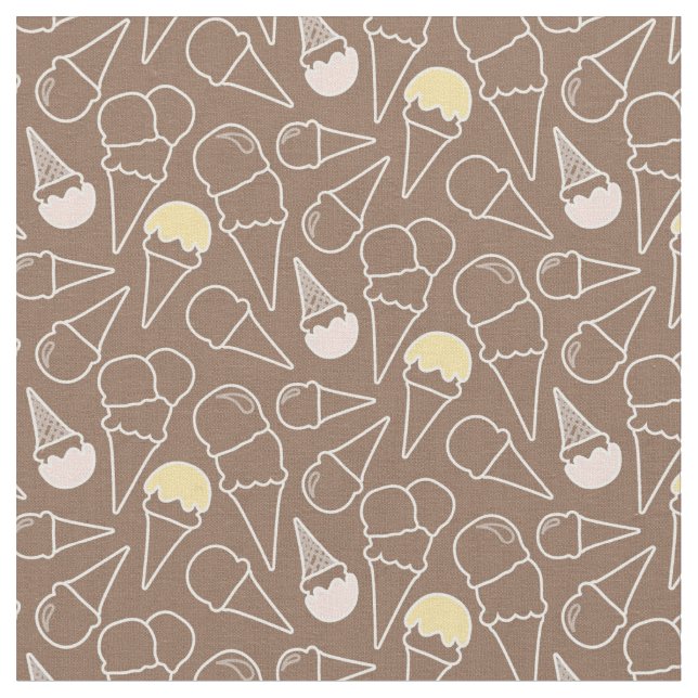 Eistüte-Muster auf Brown Stoff (Nahaufnahme)