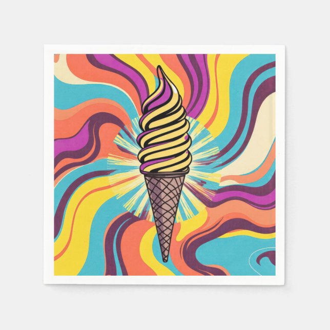 Eistüten-Psychedelic-Pop-Art Serviette (Vorderseite)