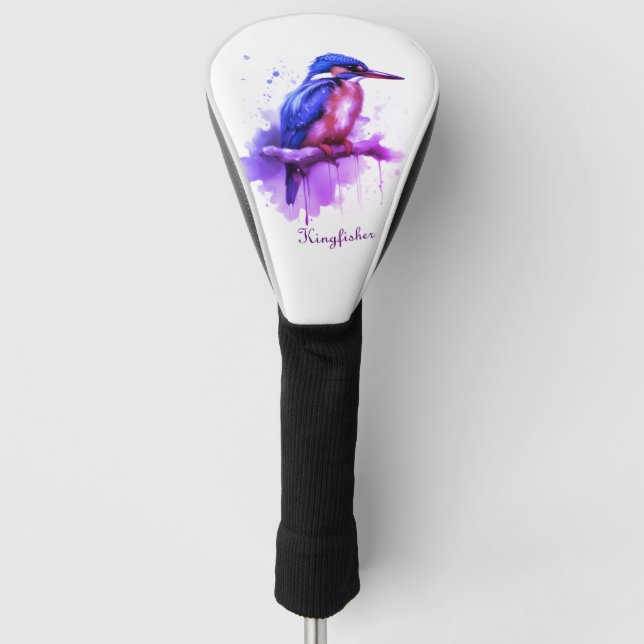 Eisvogel-Design – Elegantes Vogel-Leder Golf Headcover (Vorderseite)
