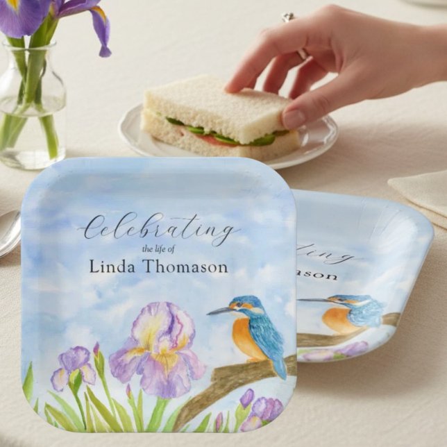 Eisvogel Lila Iris Lebensfeier Pappteller (Von Creator hochgeladen)