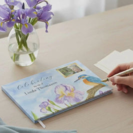 Eisvogel Lila Schwertlilien Feier des Lebens Gästebuch