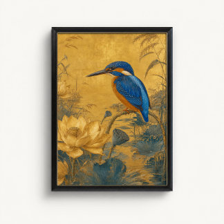 Eisvogel-Lotus-Chinoiserie-Poster Poster