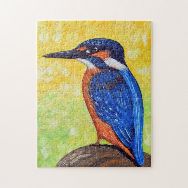 Eisvogel-Malerei-Postkarte Puzzle (Vertikal)