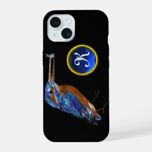 Eisvogel  MONOGRAMM, Elektrisch Blau, Schwarz iPhone 15 Hülle