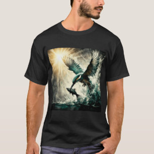 Eisvogel taucht nach Fisch, KI-generierte Kunst T-Shirt