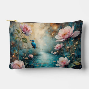 Eisvogel über Wasser und Rosen Zubehörtasche