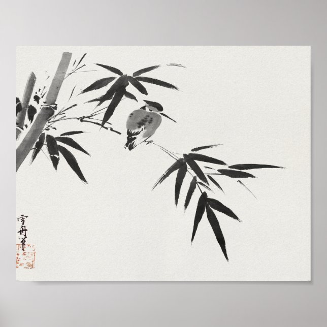 Eisvogel und Bambus (19. Jahrhundert)  Poster (Vorne)
