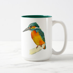 Eisvogel-Vogel-Aquarell-Malerei Zweifarbige Tasse