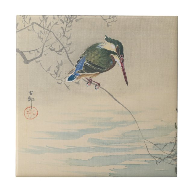 Eisvogel von Ohara Koson Fliese (Vorderseite)