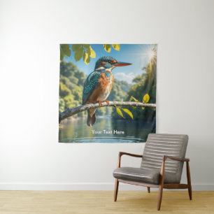 Eisvogel Wildvogel am Fluss Natur Wandteppich