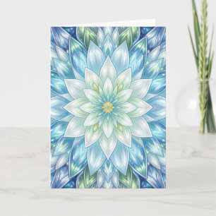 Eisweiße Seerosen-Mandala Karte