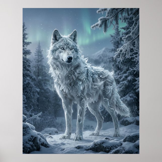 Eiswolf Gefrorene boreale Wildnis Poster (Vorne)